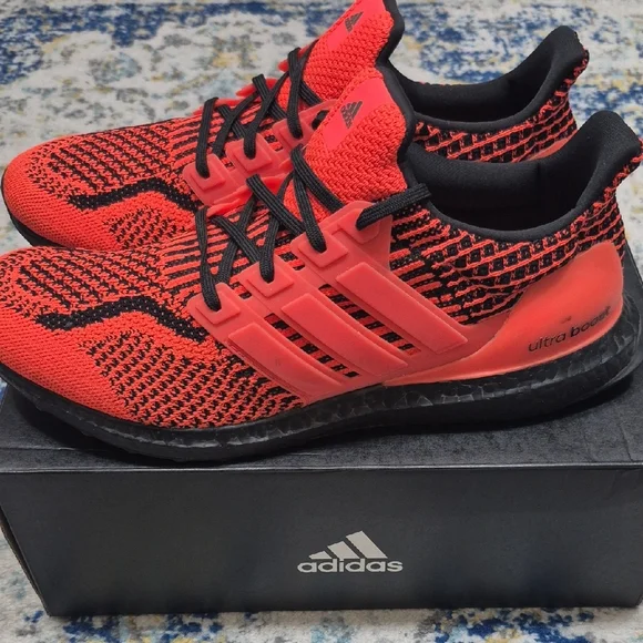 Adidas Mens Bright Red and Black Sneakers - Picture 2 of 6